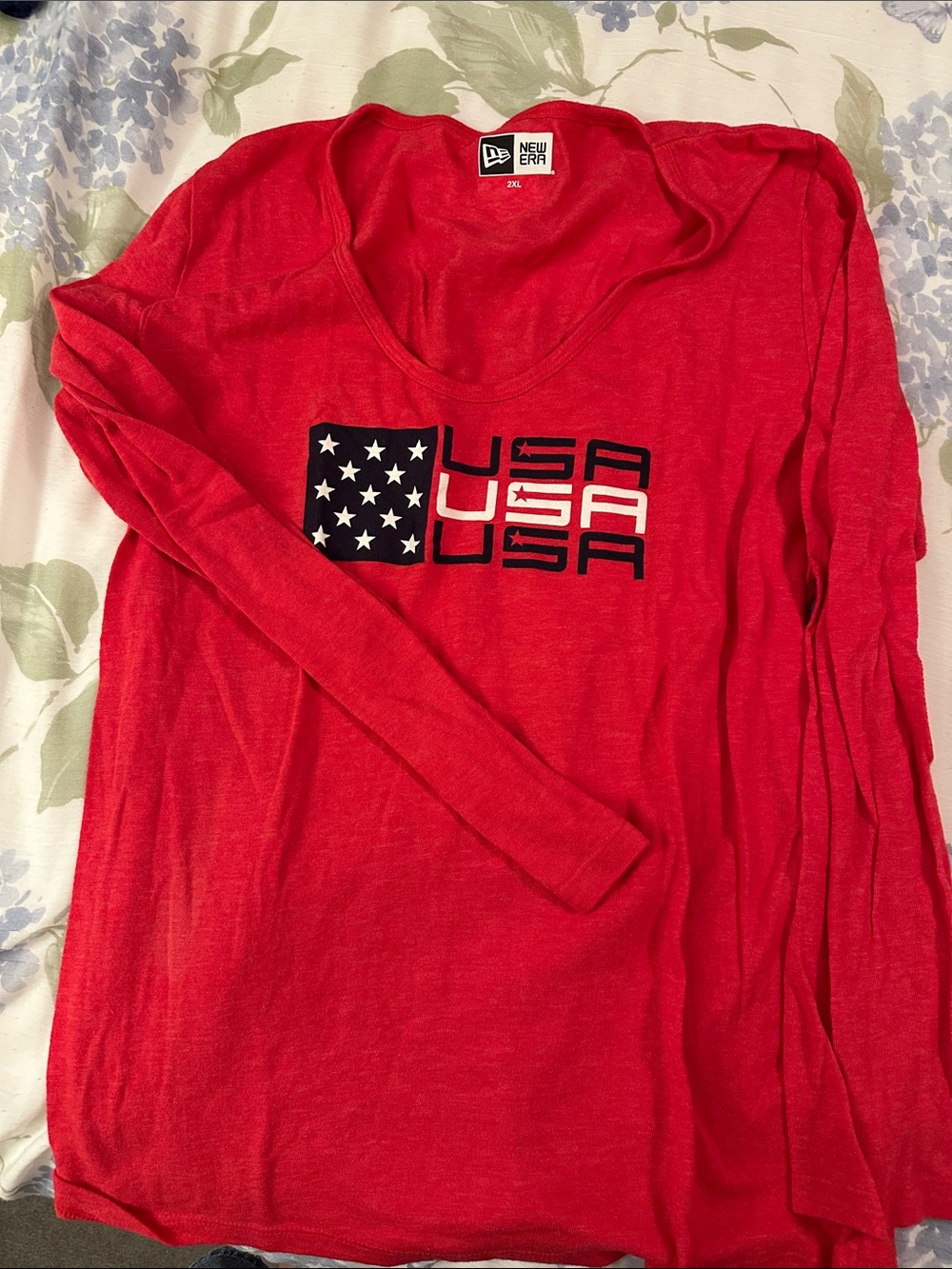 New Era Women's Red Long-Sleeve USA Graphic Tee
